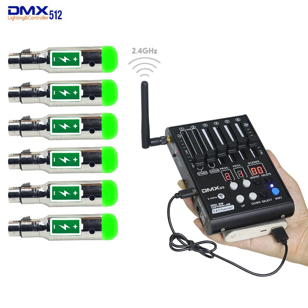 2020 New 54ch 2.4G Wireless Dmx 512 Controller DJ Console Built in Battery Wireless Receiver for Home Entertainment DMX Lights