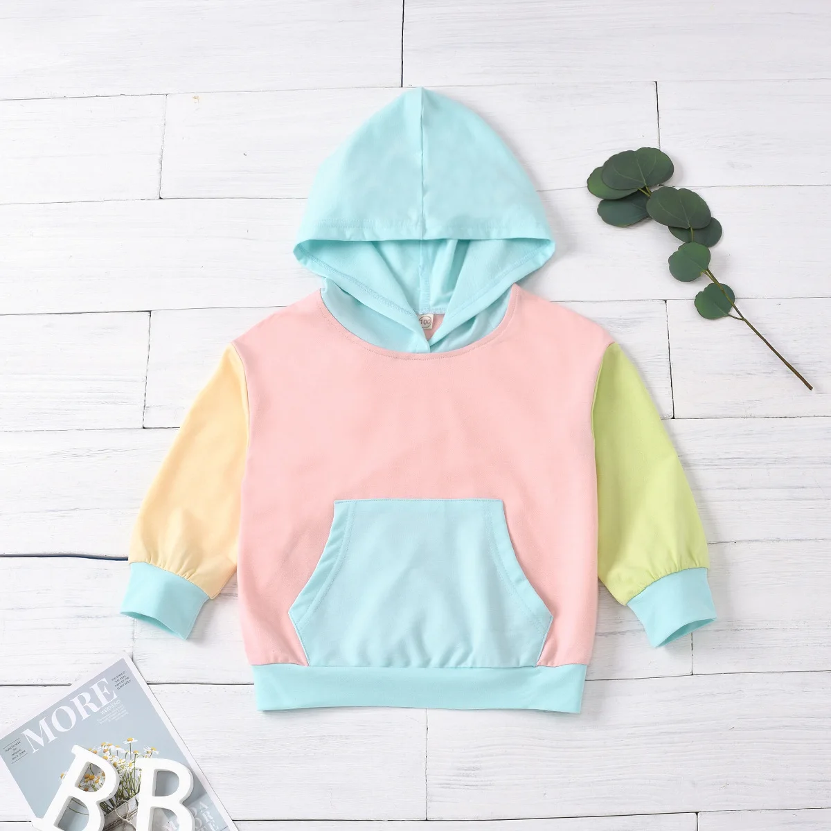 

Cotton Girls T-Shirt Long-sleeve Baby Kids Patchwork Sweatshirts Spring Autumn Hoodies With Hat