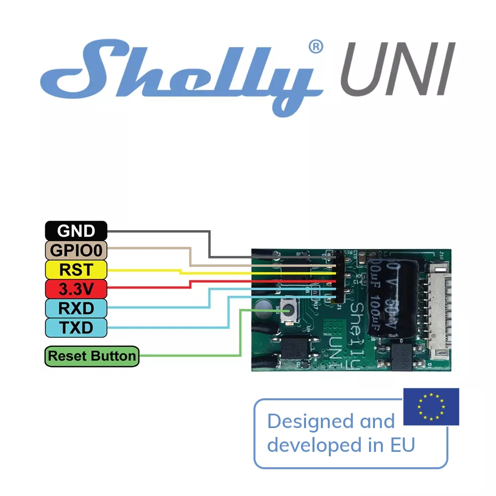 

Переключатель Wi-Fi для умного дома Shelly Uni, миниатюрный универсальный модуль, управляемый имплантатом, для любого старого прибора