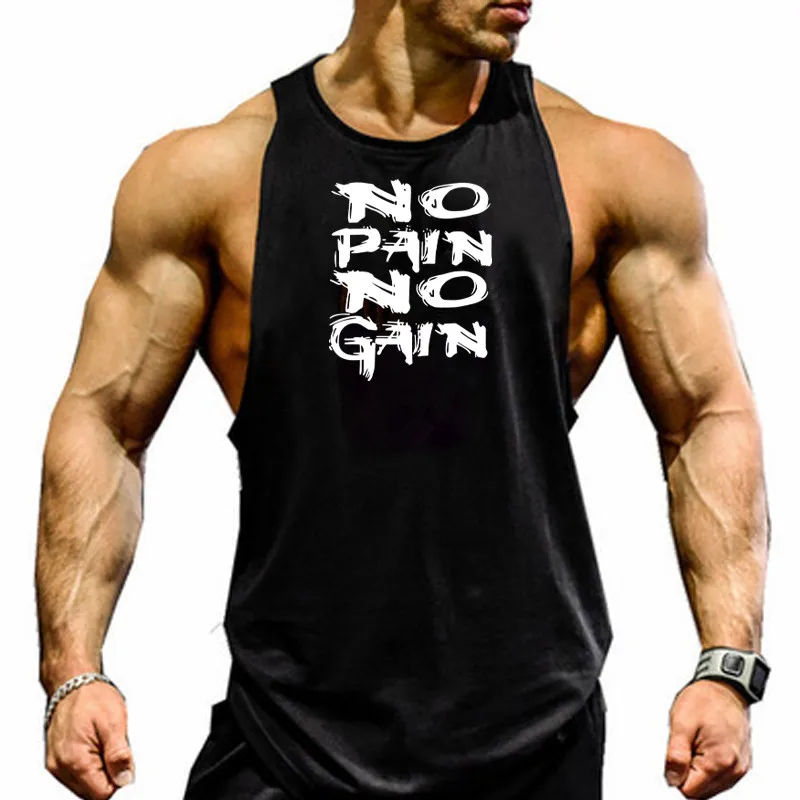 New Fashion Men\'s Gym Tank Top Fitness Vest Cotton Skull Printed Bodybuilding Stringer Tanktop Sleeveless Shirts Men\'s Clothing