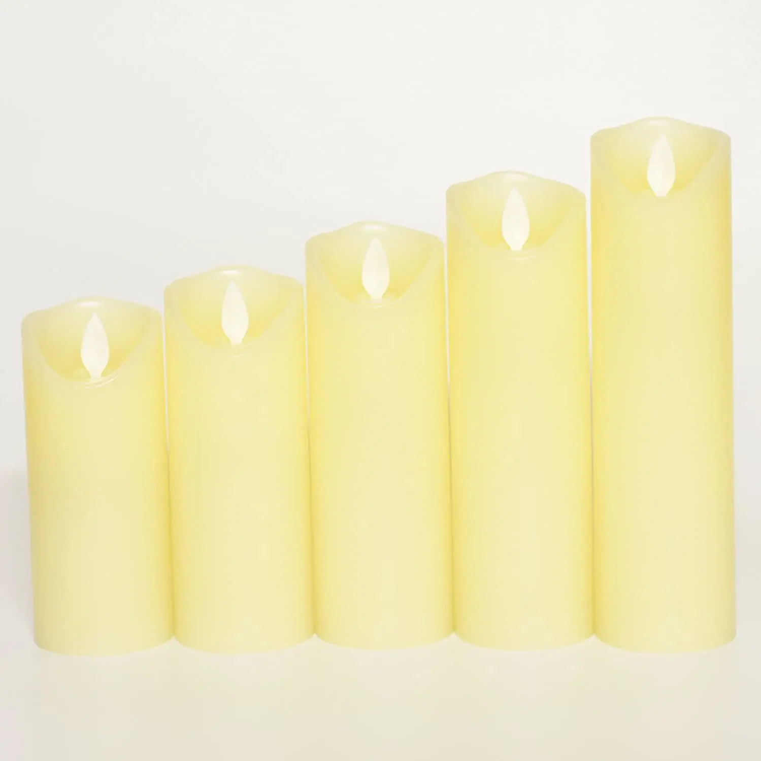 

Pack of 5 USB Rechargeable Led Flickering Pillar Candle Paraffin wax Wavy edge Dancing Moving wick Home Party table Decoration