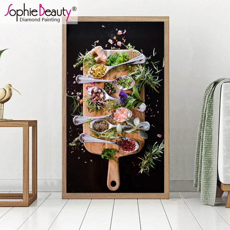 

Картина из страз Sophie Beauty «сделай сам», кухонные специи, большой размер, полная вышивка из страз, украшение для дома и кухни ресторана