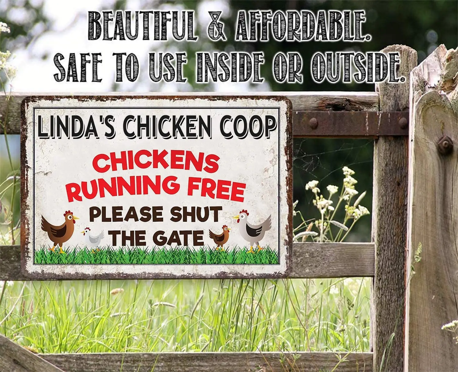 aianhe Personalized Chicken Coop Sign-Chickens Running Free Please Shut The Gate Metal Signs-Chook-Decor and Gift-Farm