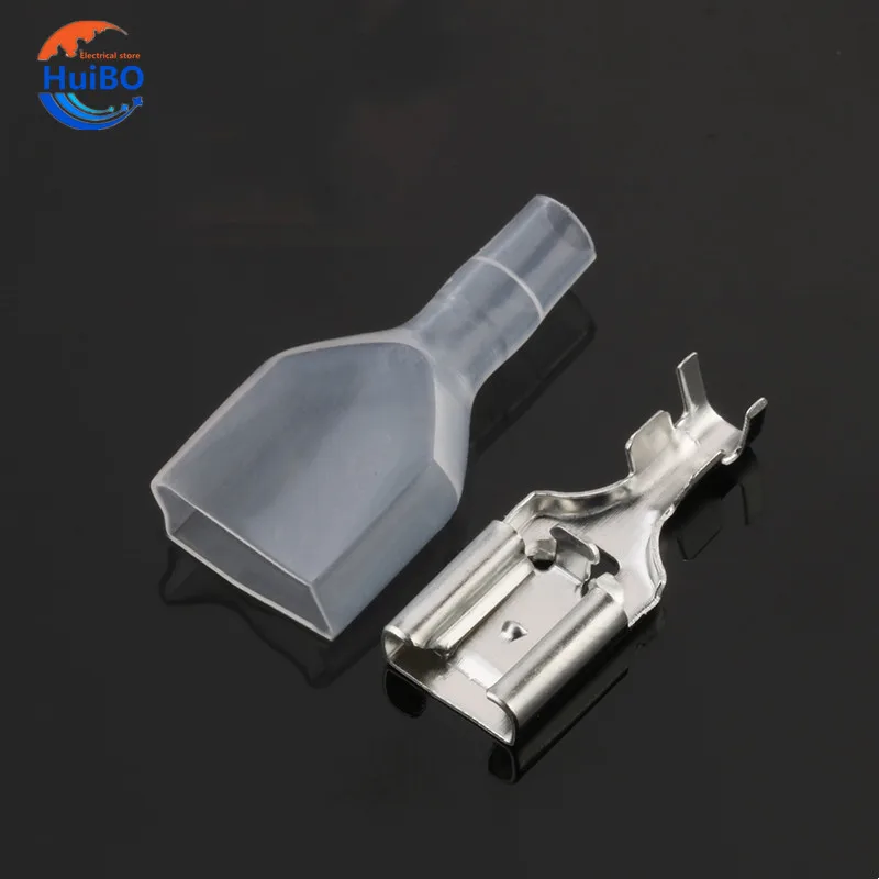 100Sets(200pcs) Female Spade Connector 7.8 Crimp terminal with Insulating Sleeves Cold Pressed Terminals Lock