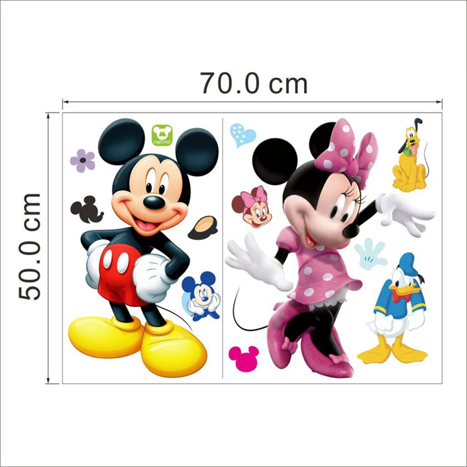 Cartoon Mickey Minnie Mouse Wall Sticker For Kids Room  Vinyl Peel And Stick Baby Princess Bedroom Wallpaper Nursery Wall Decals