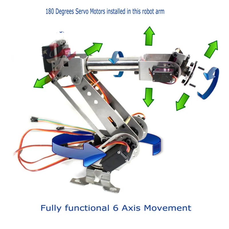 Stainless Stell 6 Axis Mechanical Robotic Arm with Optional High Torque Servos 6 DoF Manipulator