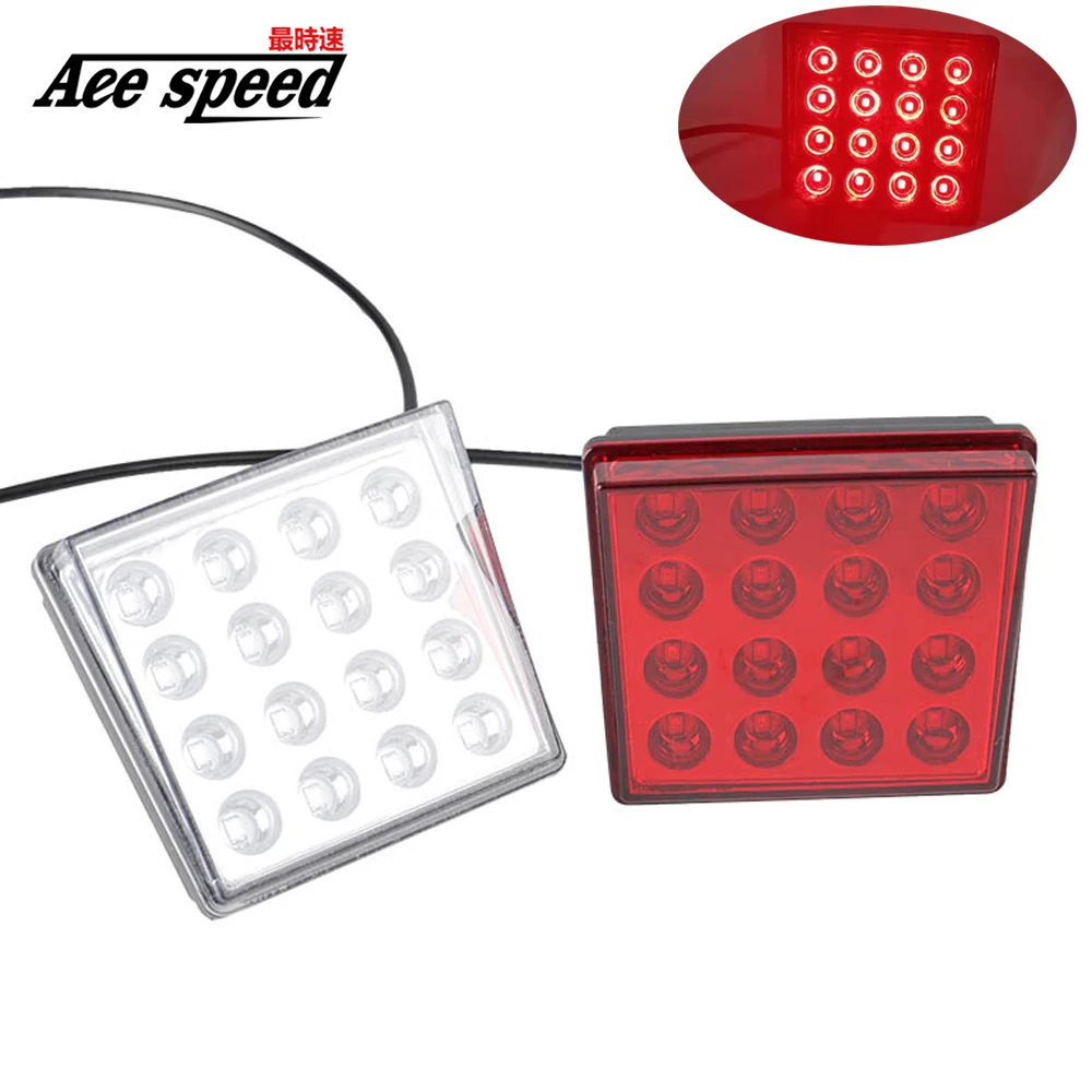 Universal LED Rear Brake Fog Lights Square Pilot Light RR Style Rear lip Bumper Lamp For Honda Civic 8th
