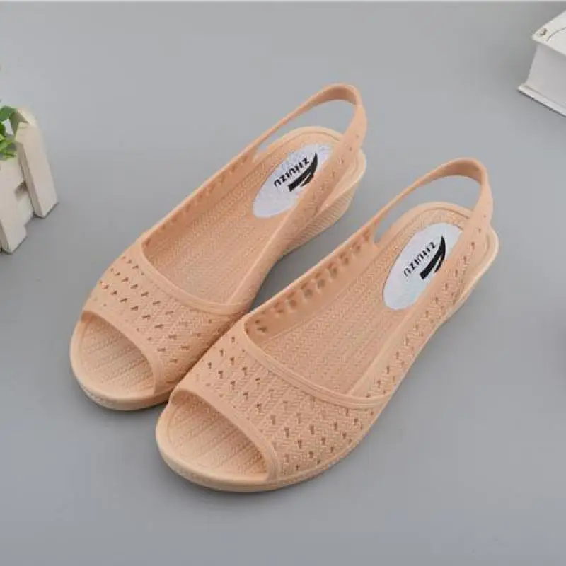 Size 36-41 Sandals Women Platform Wedge Shoes Summer Female Mules Clogs Peep Toe Soft Bottom Waterproof Beach White Zapatos Y12