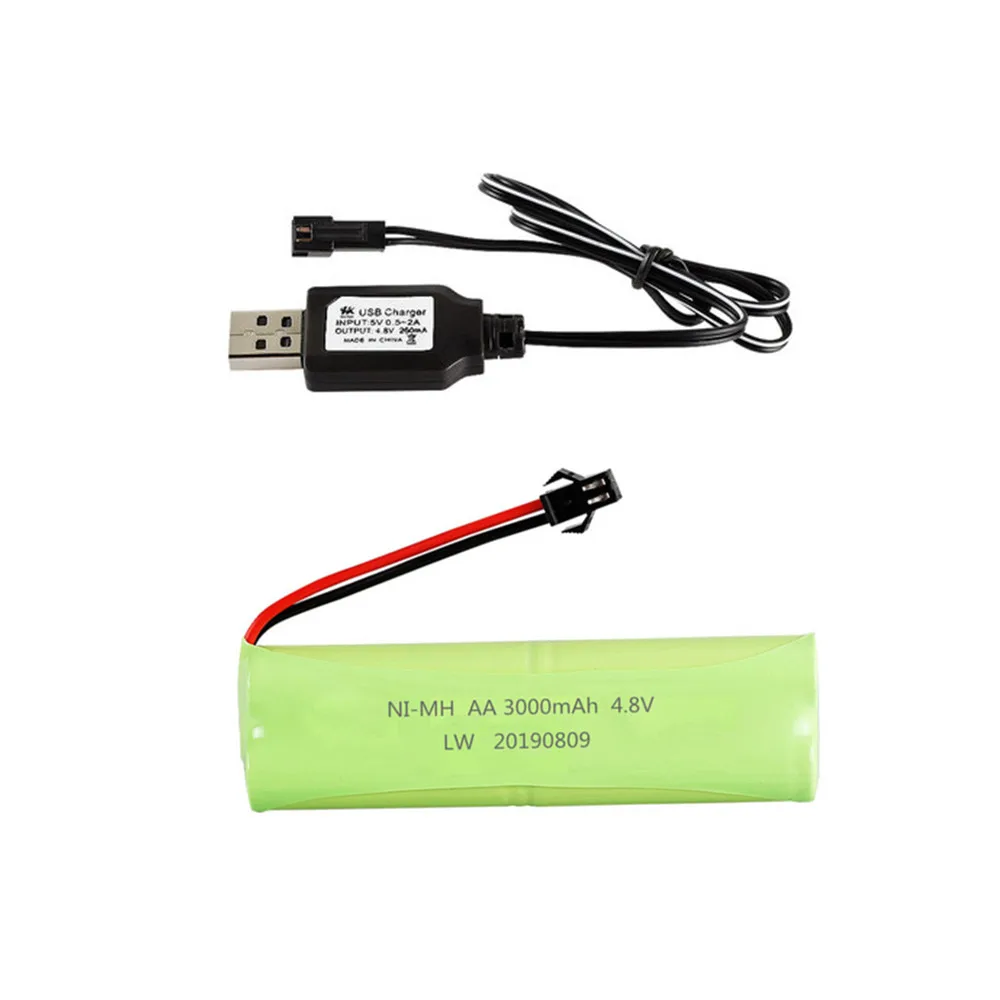 Никель-металлогидридный аккумулятор 4,8 в, 3000 мАч + зарядное устройство 4,8 в для радиоуправляемых игрушек, автомобилей, лодок, пистолетов, резервуаров, перезаряжаемая батарея 4,8 в, никель-металлогидридный Аккумулятор AA