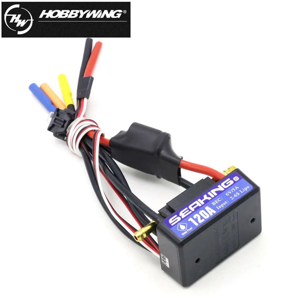 Hobbywing SeaKing 60A/120A/180A V3 Waterproof Brushless ESC RC motor ESC 6V 2-6S BEC Untuk RC Boat Electronic Speed Controller