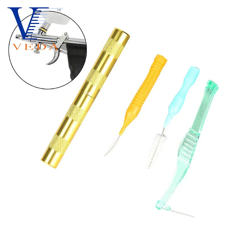 4pcs Airbrush Cleaning Kits Spray Gun Washing Cleaning Tools Nozzle Needles Brushes Repair Tool Kit Set Airbrush Accessories