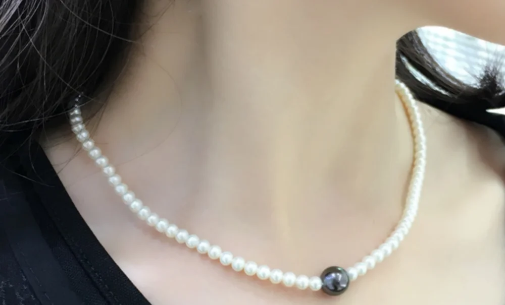 

Beautiful 6-11mm south sea white black pearl pendant necklace 18inch