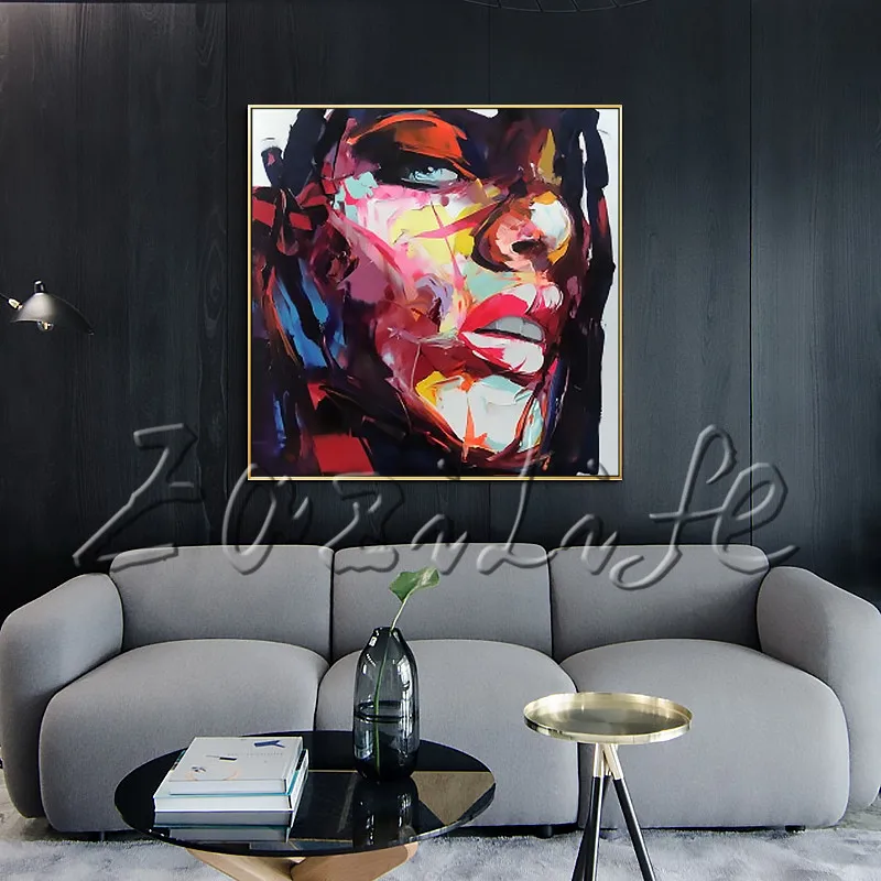 

Portrait Face Abstract Portrait Palette knife Oil painting christmas figure canva Hand painted Francoise Nielly wall Art picture