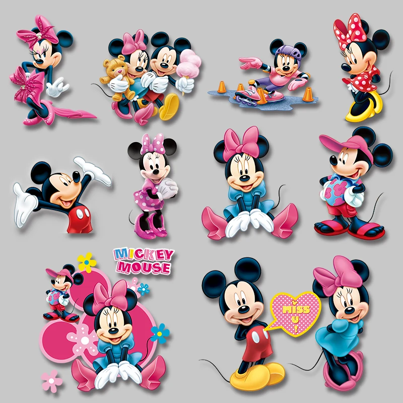 

Minnie Mickey Cartoon Classic image DIY Appliques Stickers on Clothes Heat Vinyl Ironing Stickers Decor