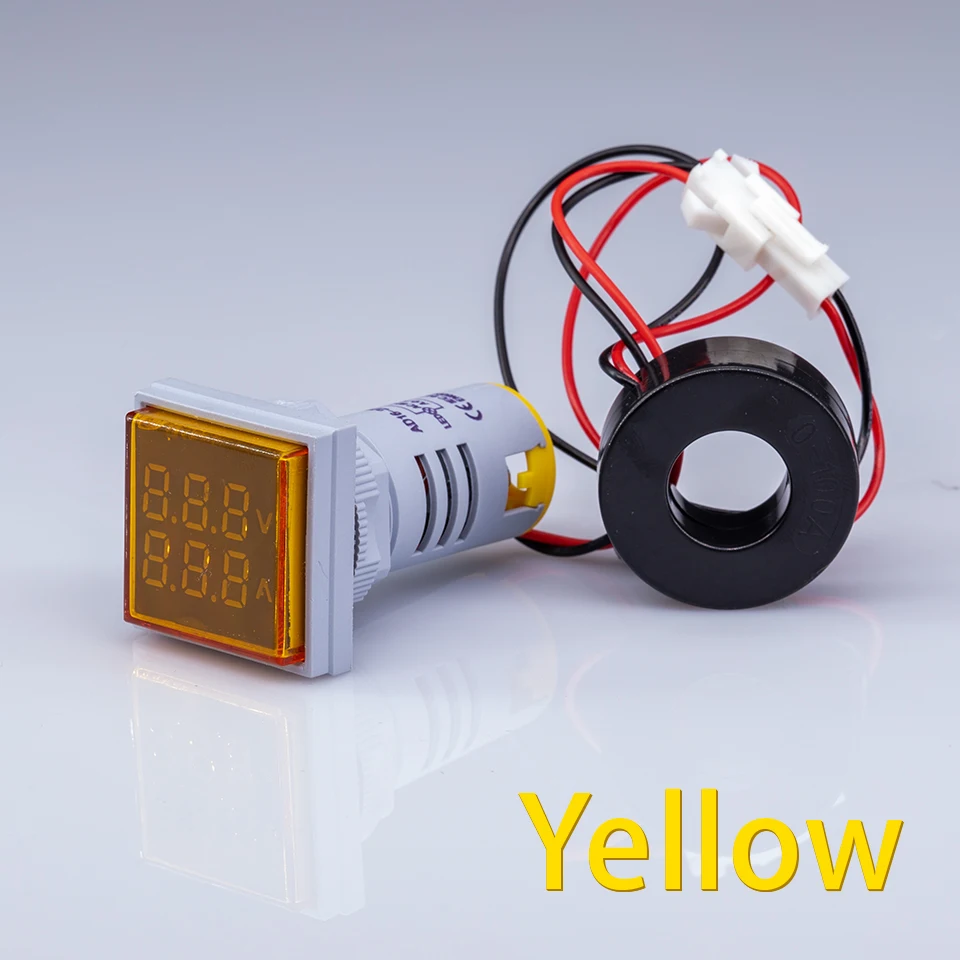 22mm New Square LED Digital Dual Display Voltmeter Ammeter Voltage Gauge Current Meter Measurement AC 60-500V 0-100A