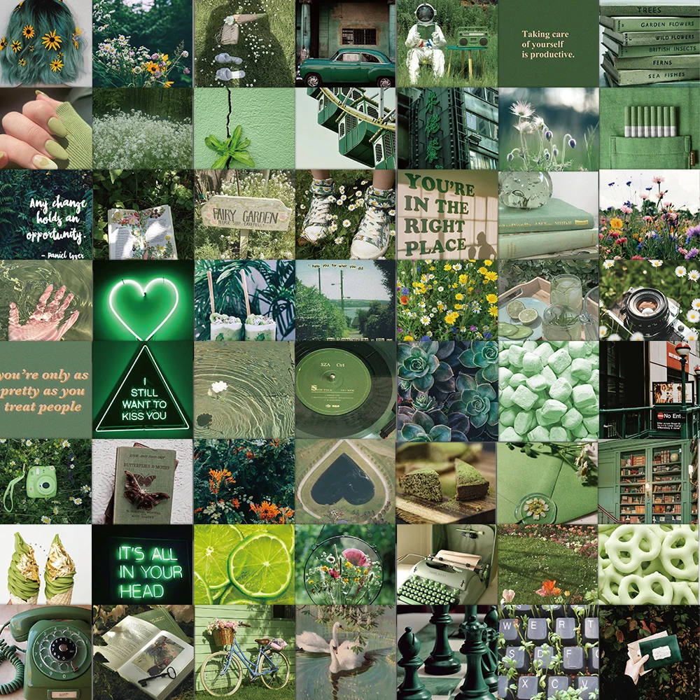 56PCS Green Scrapbook Material Paper Pack Art Painting Natural Plant Diy Decoration for Scrapbooking Planner Journal Diary