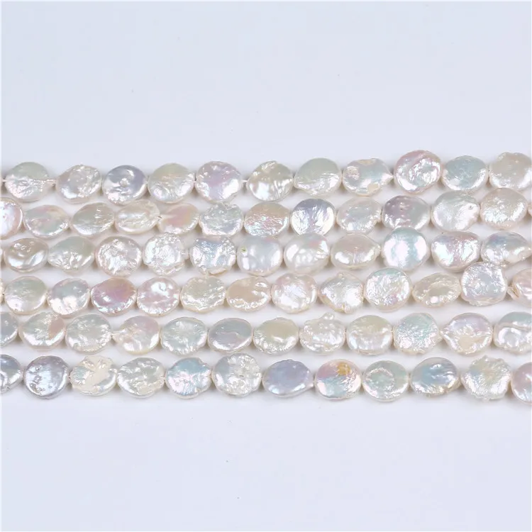 10-11mm Natural Real Peals Freshwater Coin Shape Pearl Strands