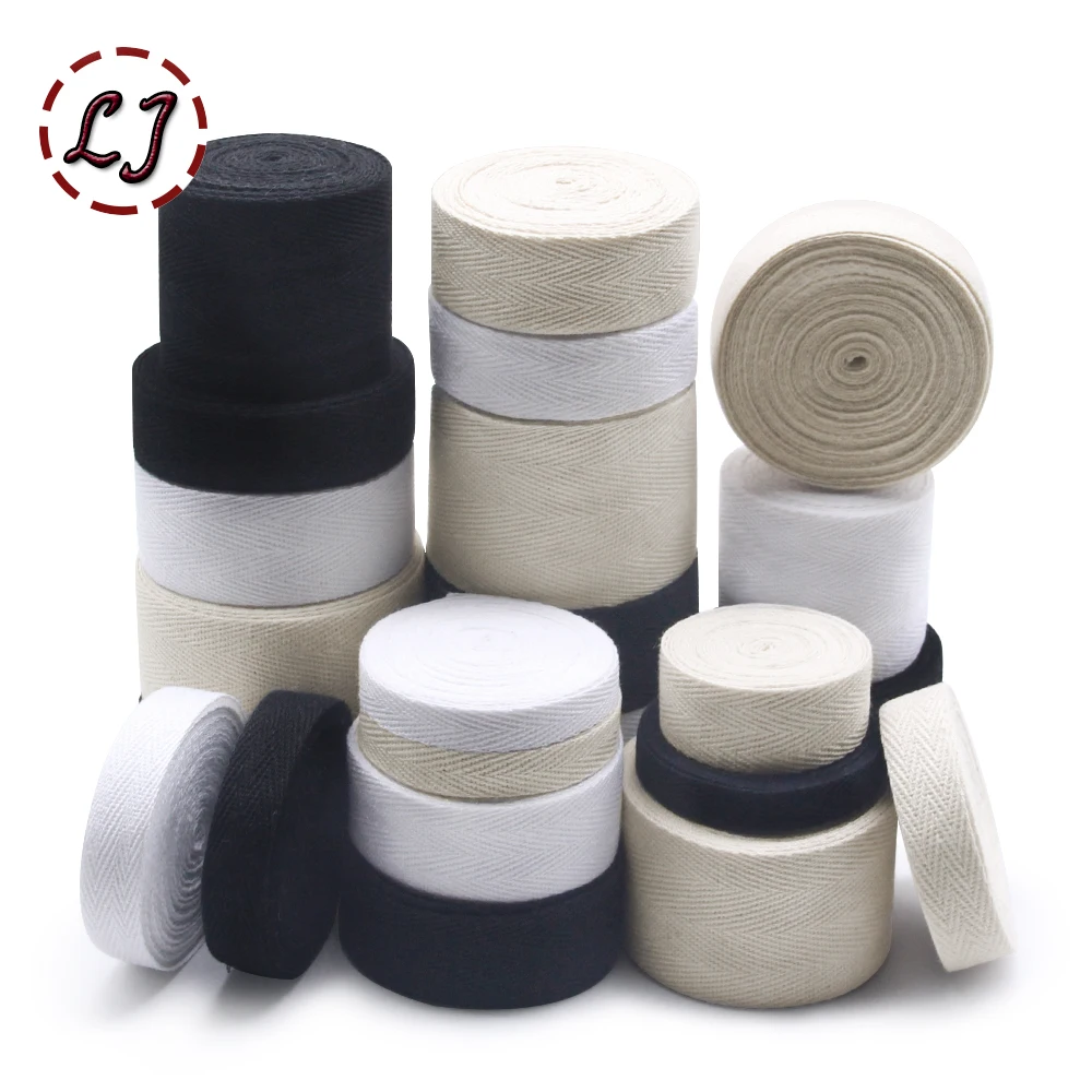 50yd/roll black white twill chevron cotton ribbon binding webbing tape trimming for packing garment accessories handmade DIY