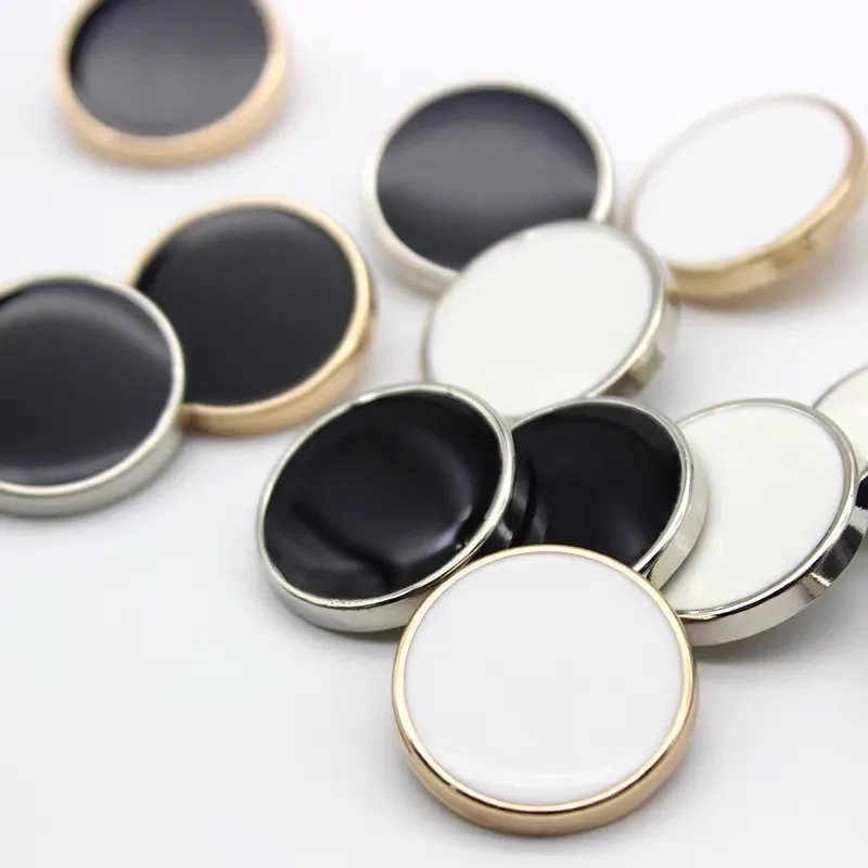 10pcs 11.5/15/20/25mm Decorative Buttons for Clothing Fashion Metal Black Small Buttons for Shirt DIY Sewing Buttons for Clothes