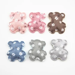 50Pcs/LOT 3*3.5CM Print Flower Fabric Bear Padded Appliques for DIY Hat Clothes Leggings Sewing Supplies Hair Clip Decor Patches