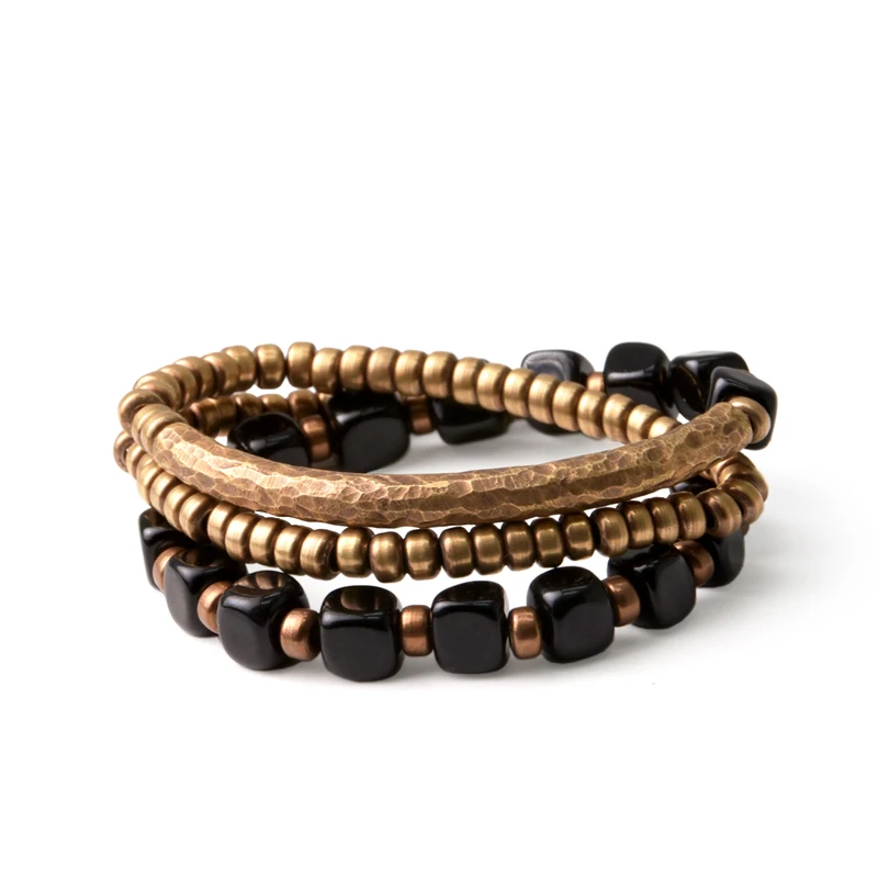 Bulk Items Wholesale Jade Bracelet Hammered Artificial Oxidized Brass Accessories Men Women Metal Punk Street Gothic Jewelry