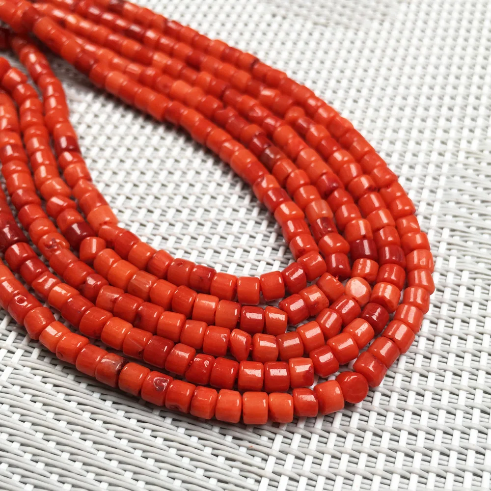 Column Shape Coral Beads Fashion Natural Stone Loose Bead Isolation Beads For Jewelry Making DIY Bracelet Necklace Size 3x4mm