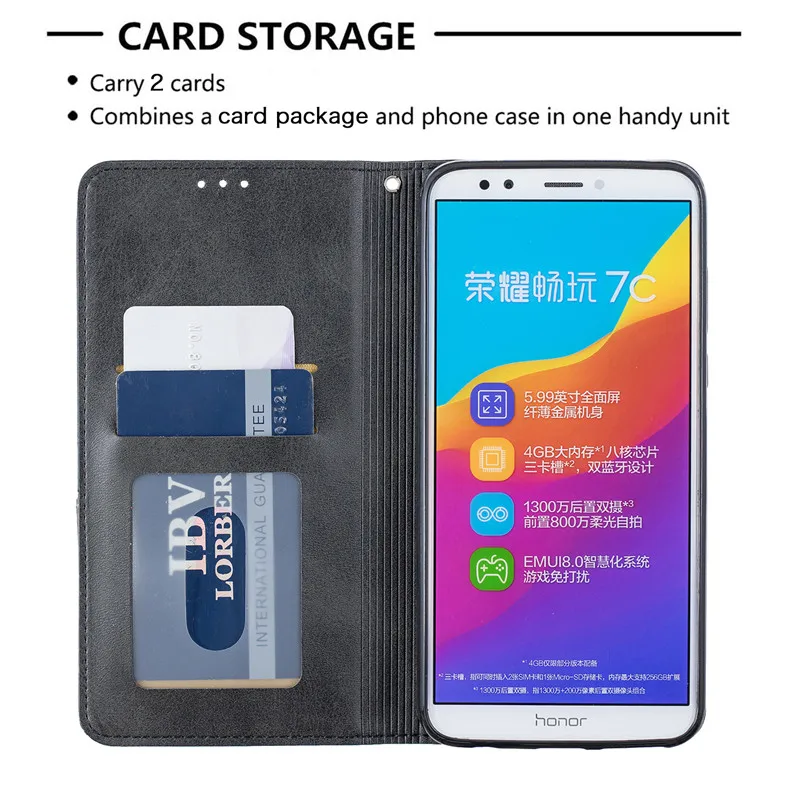Honor 7C Case Huawei Honor 7C AUM-L41 Case Magnet Flip Case for Huawei Honor 7C Russian Version 7A Cover 5.7\