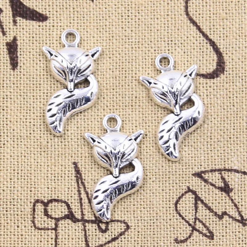 12pcs Charms Animal Fox 23x13mm Antique Silver Color Pendants Making DIY Handmade Tibetan Finding Jewelry