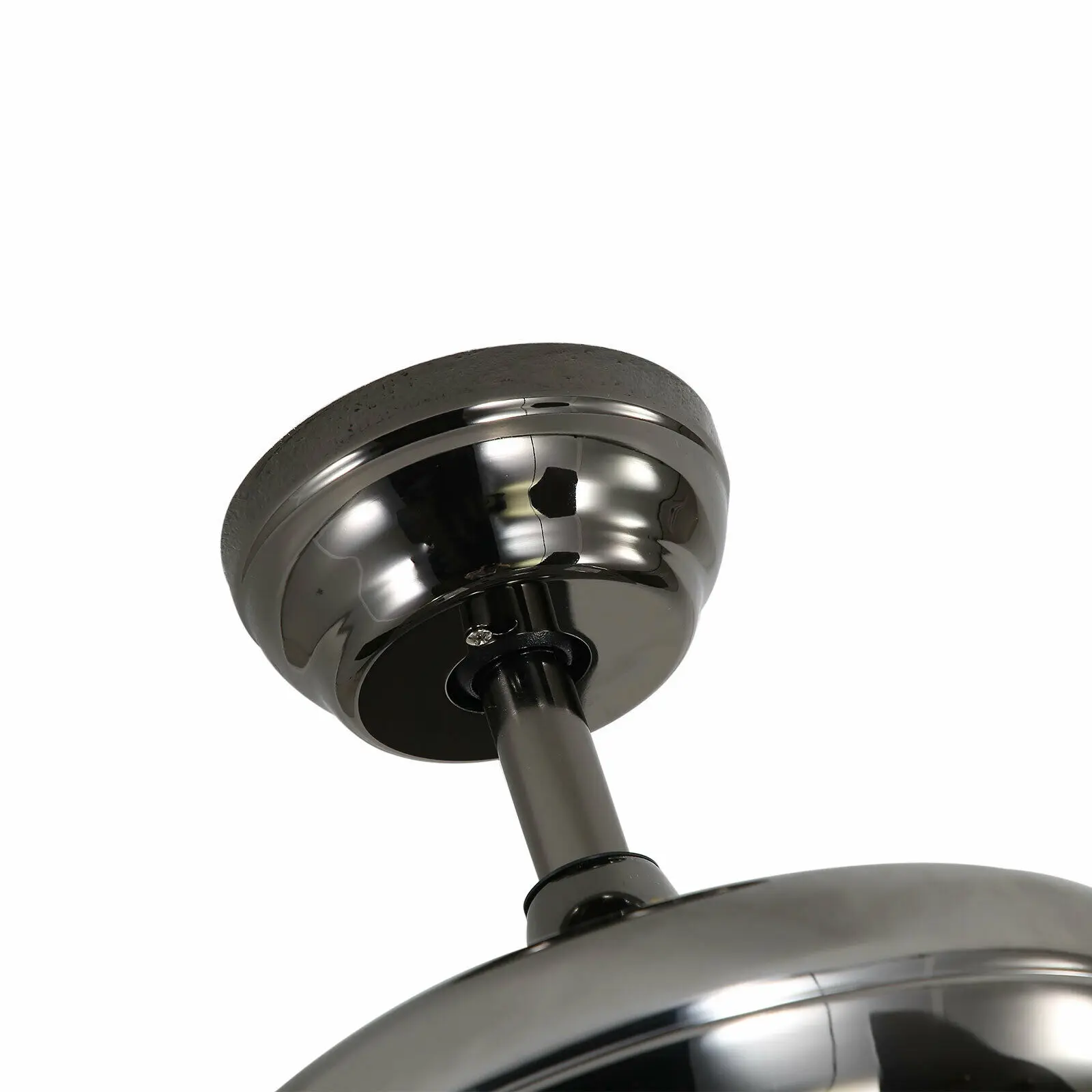 Moderno cristal ventilador de teto com controle remoto, jantar e sala aplicação, 5 lâminas, Pearl Black, 52 polegadas