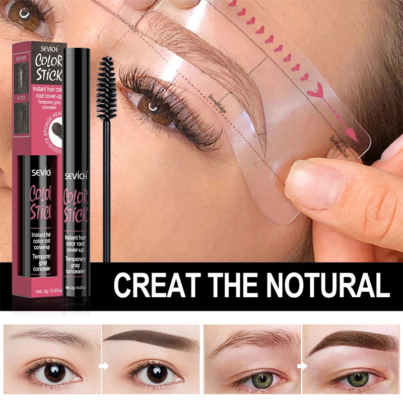 Sevich Waterproof One Step Brow Stamp Shaping Kit Brow Powder Natrual Eye Eyebrow Stick Hair Line Contour Brown Black 3 Color