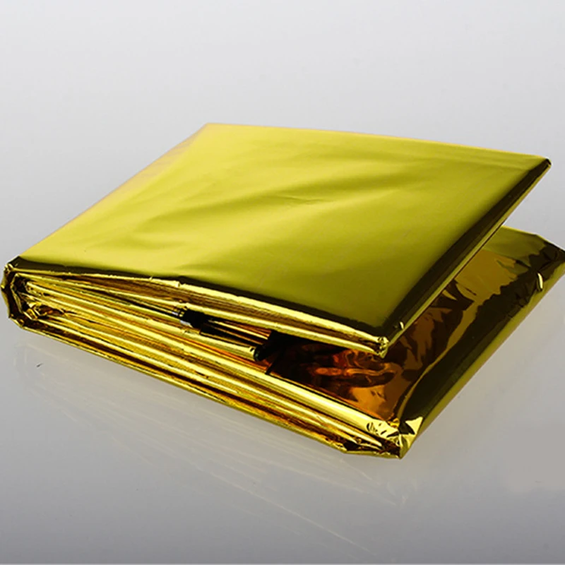 2pc Water Proof Gold Emergency Survival Camping  Sport First Aid Sliver Rescue Rescue Blanket Foil Thermal Space Curtain Outdoor