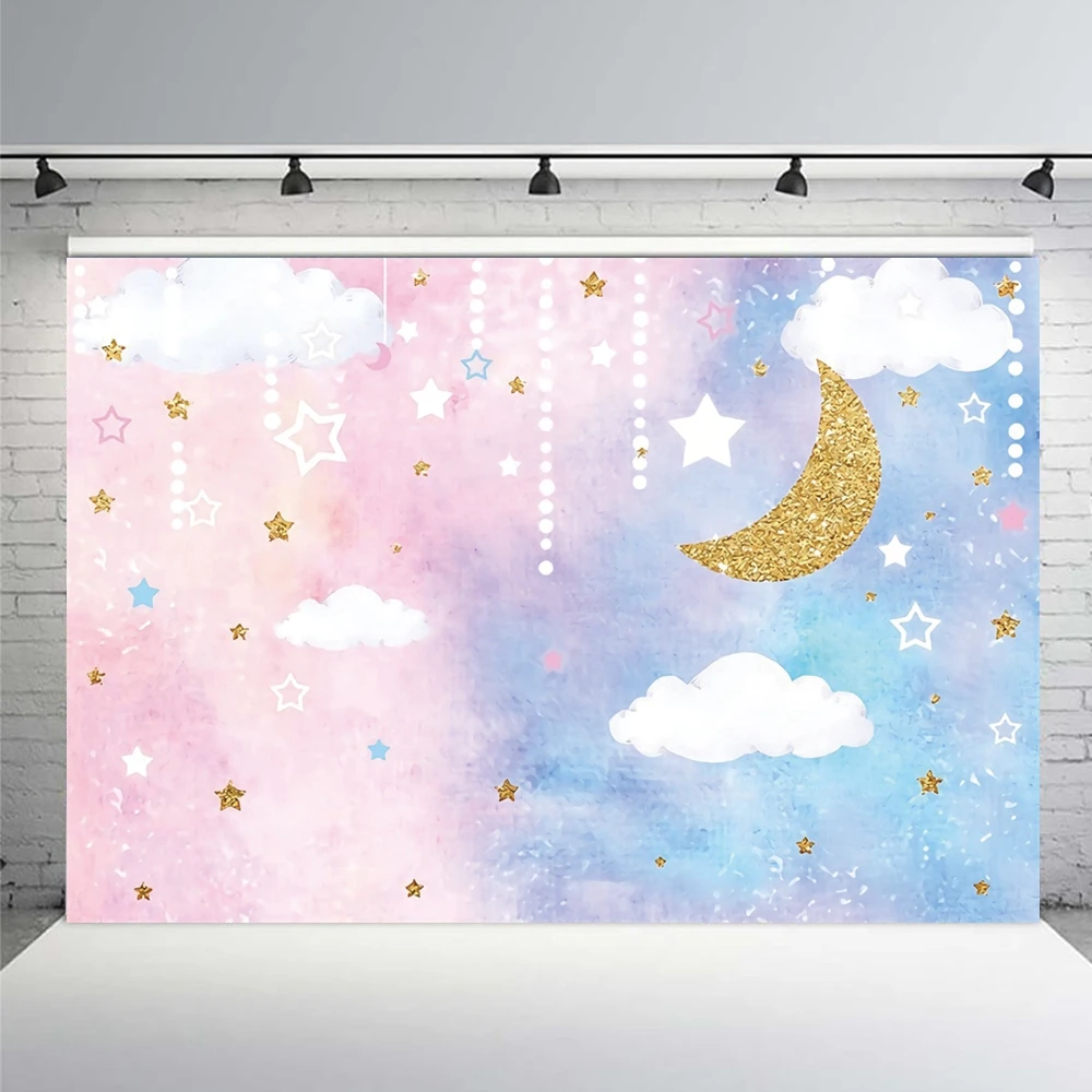 Yeele Blue Pink Dreamy Sky Cloud Star Backdrop Photography Newbron Baby Shower Birthday Photophone Background For Photo Studio