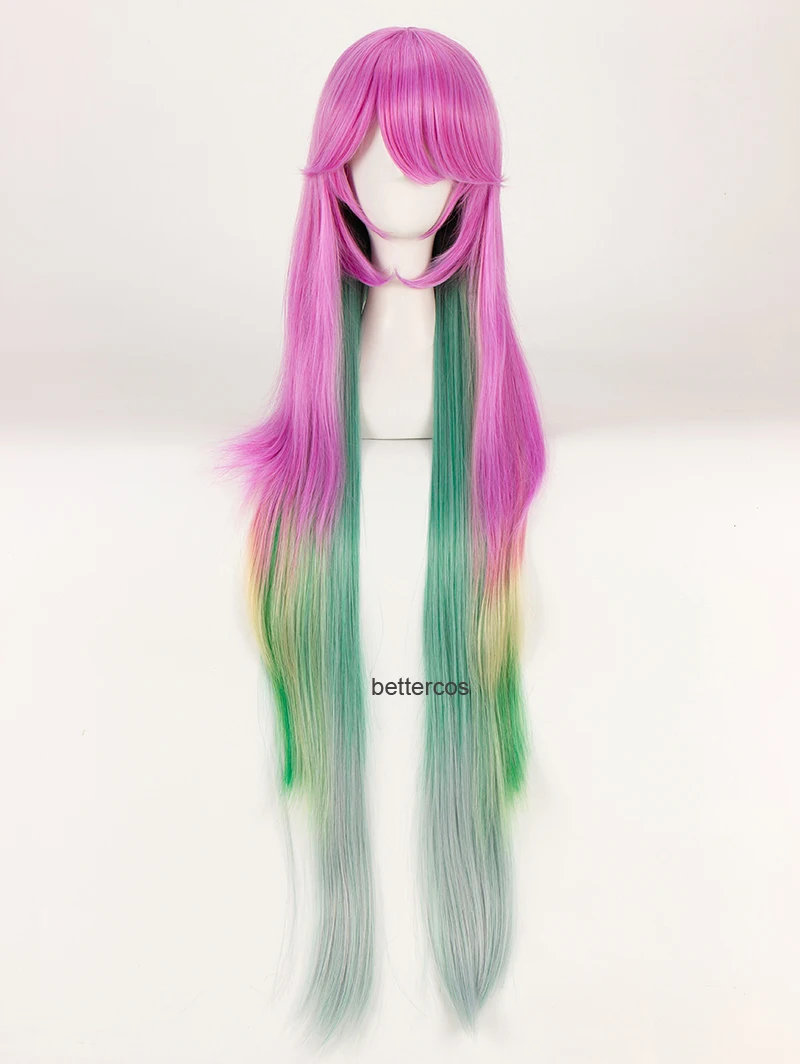 

No Game No Life Jibril Cosplay Wig Long Rainbow Gradient Heat Resistant Synthetic Hair Wig + Wig Cap