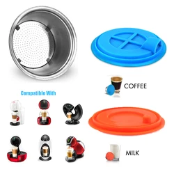 iCafilas Reusable Coffee Capsules For Dolce Gusto Coffee Machine Stainless Steel Refillable Milk Pod Crema Maker