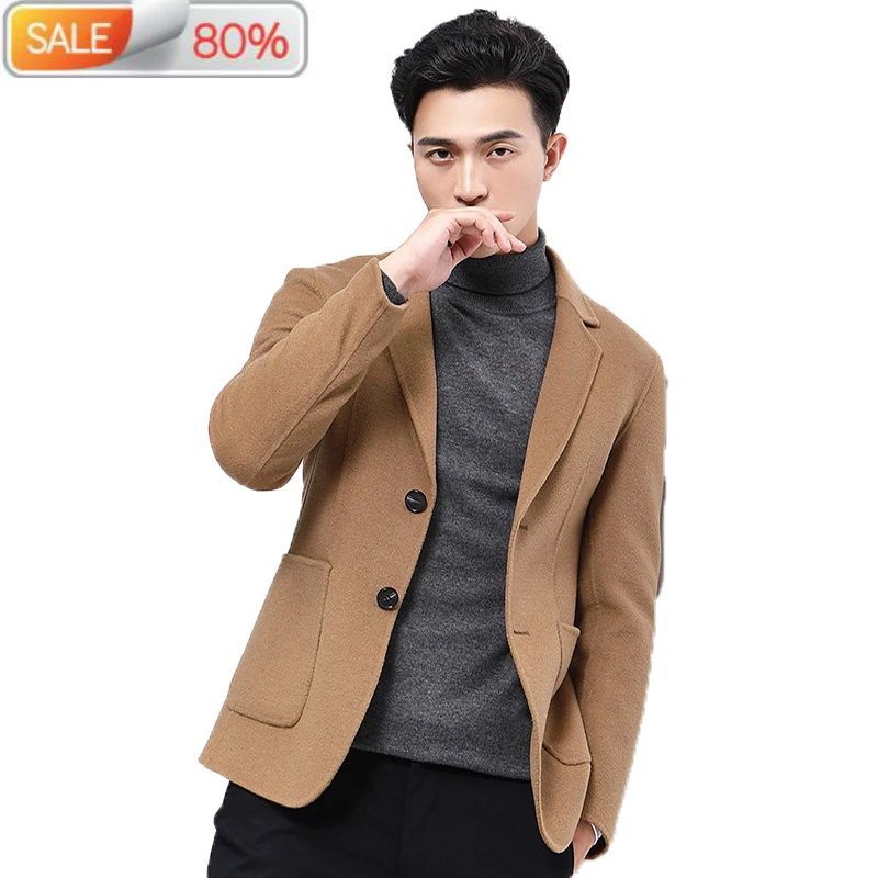 

Short Wool Coat Men Jacket Spring Casual Suit Korean Blazer Mens Coats and Jackets Overcoat Casaco Masculino B213A7