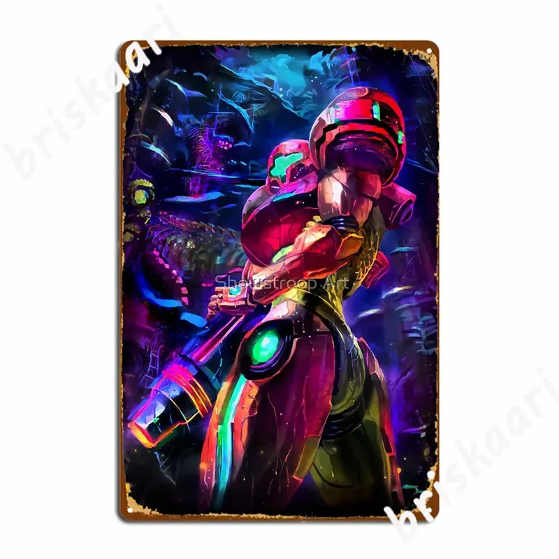 Samus Aran Metroids Metal Signs Wall Mural Bar Cave Funny Poster Tin sign Posters
