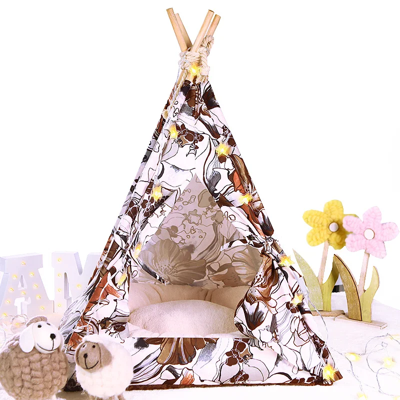 2020 New Creative Multi Colour Dog Mats With Cushions House Cat Bed Portable Teepee With Thick Cushion For Dog Puppy Home Supply