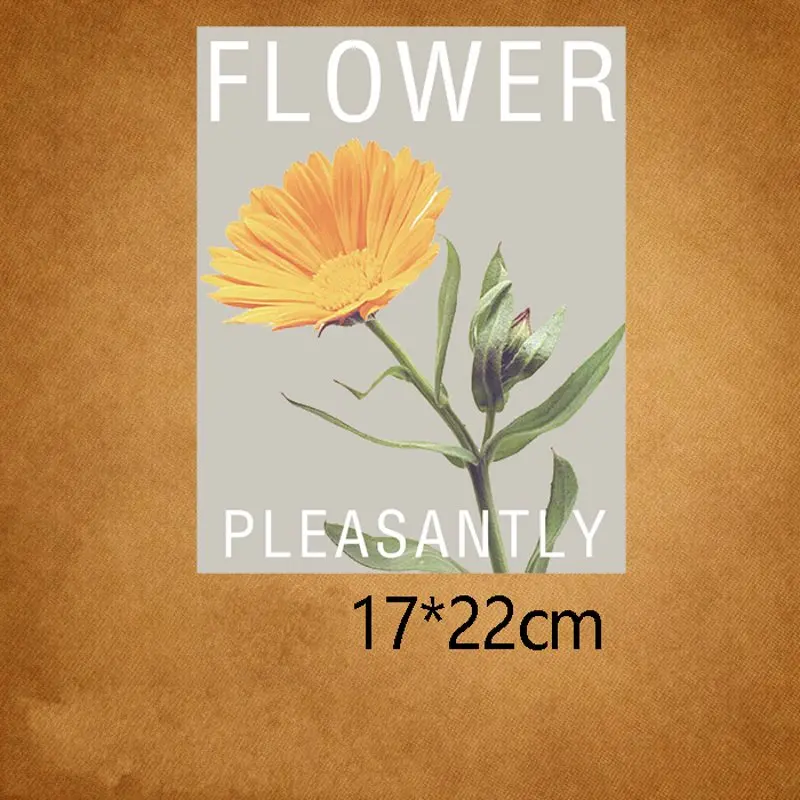 22x17cm Fashion flower Iron on Patches For DIY Heat Transfer Clothes T-shirt Thermal transfer stickers Decoration Printing