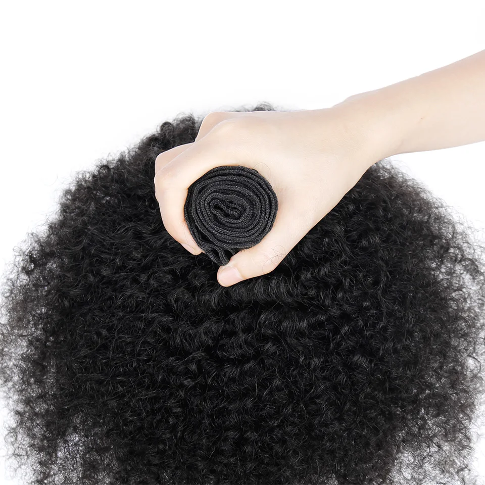 Yvonne Afro Kinky Curly Virgin Hair Bundles 1/4 Bundles Human Hair Weave Natural Color