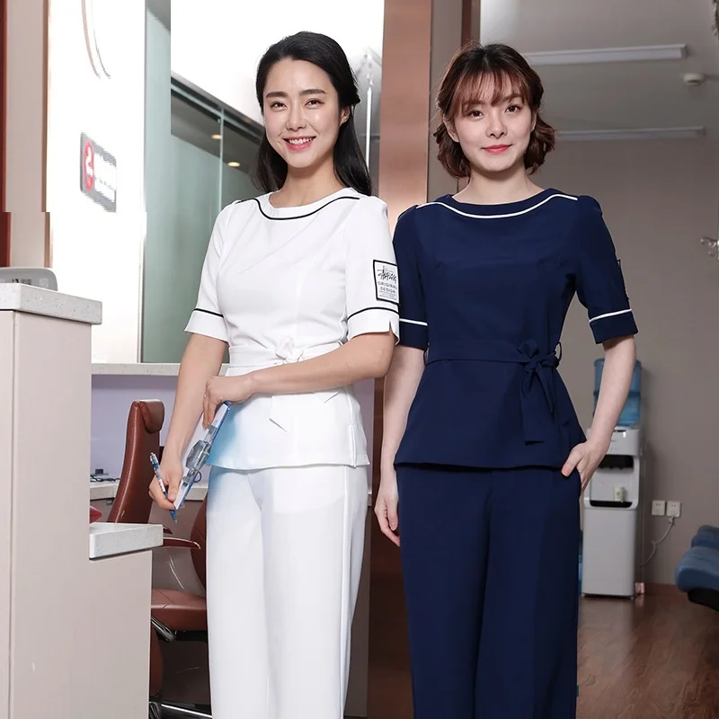 

Esthetic Uniform Summer Short Sleeve Spa Uniform Beautician Uniforms Beauty Work Clothes Salon Uniform Women Spa Clothing DD2653