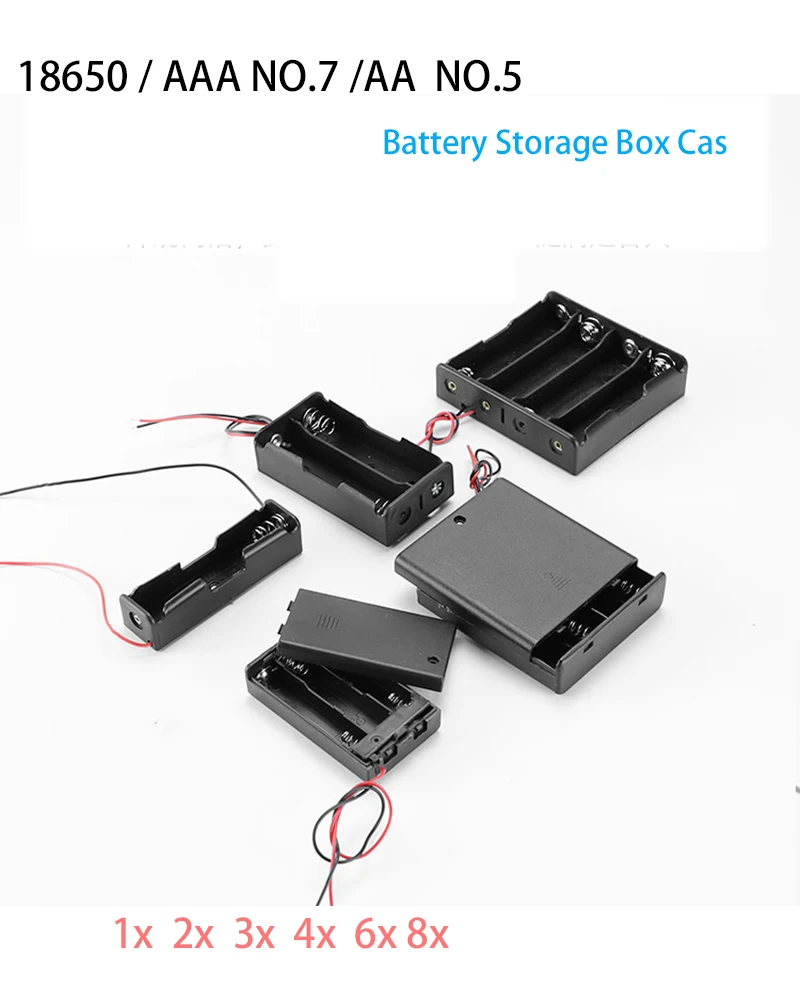 New Black Plastic 1x 2x 3x 4x 18650 Battery Storage Box Case 1 2 3 4 Slot Way DIY Batteries Clip Holder Container With Wire Lead
