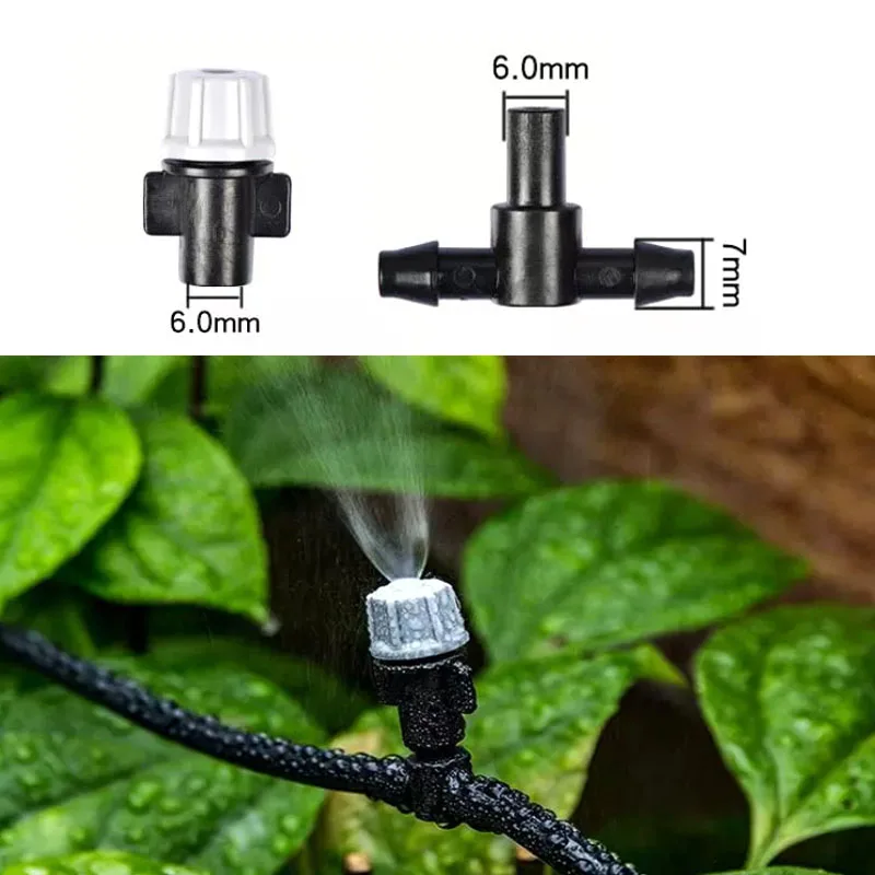 1 Kit Fog Watering Irrigation System Portable Misting Cooling Automatic Water Nozzle 10M PVC Hose Spray Head 4/7mm Tee Connecter