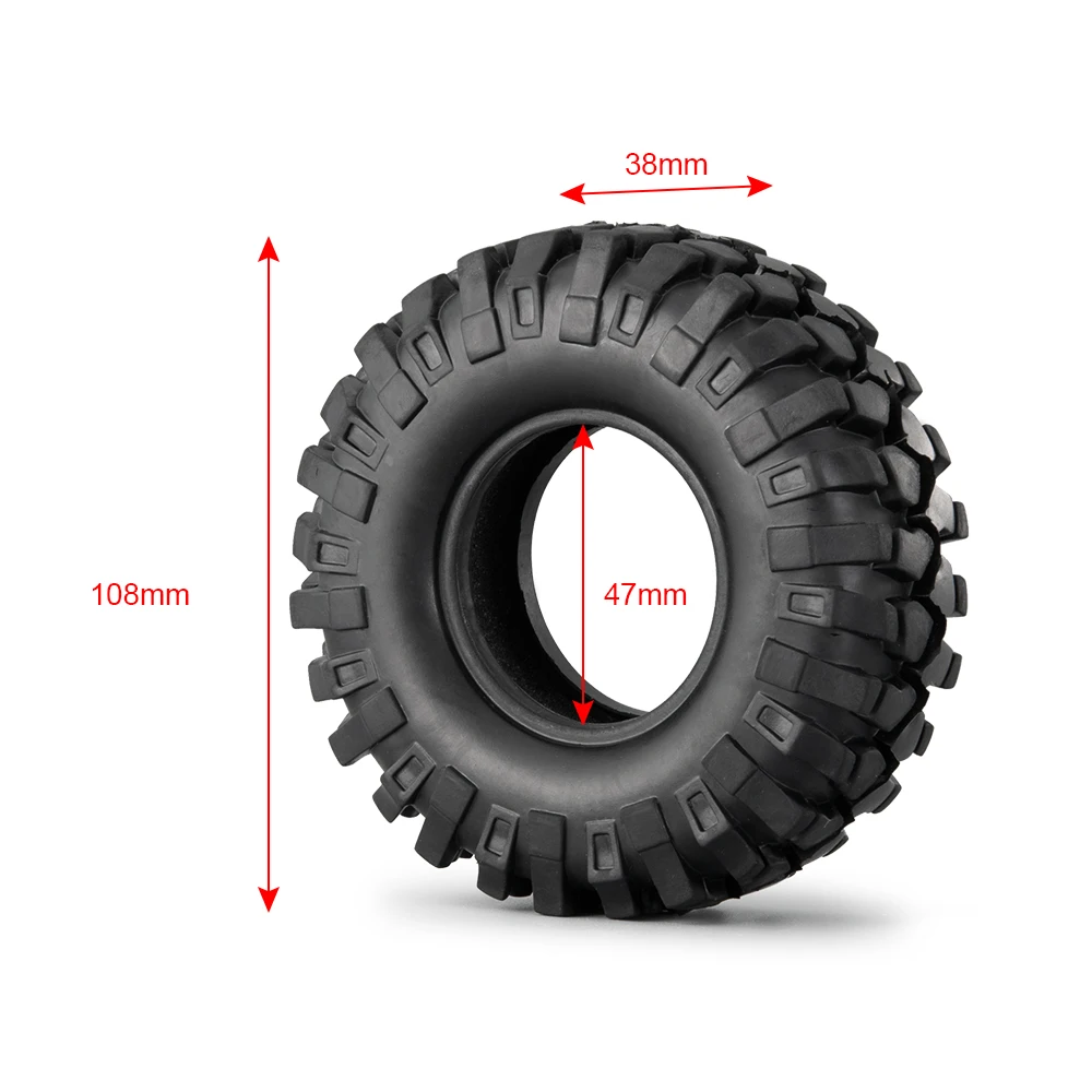 AXSPEED Aluminum Alloy 1.9inch Beadlock Wheel Rims Hubs OD 108mm Rubber Tires for Axial SCX10 D90 1/10 RC Crawler Car Parts