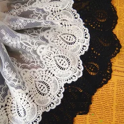 1 Yard Cotton Embroidery Lace Mesh Soft Tulle Flower Lace Trim White and black 21cm