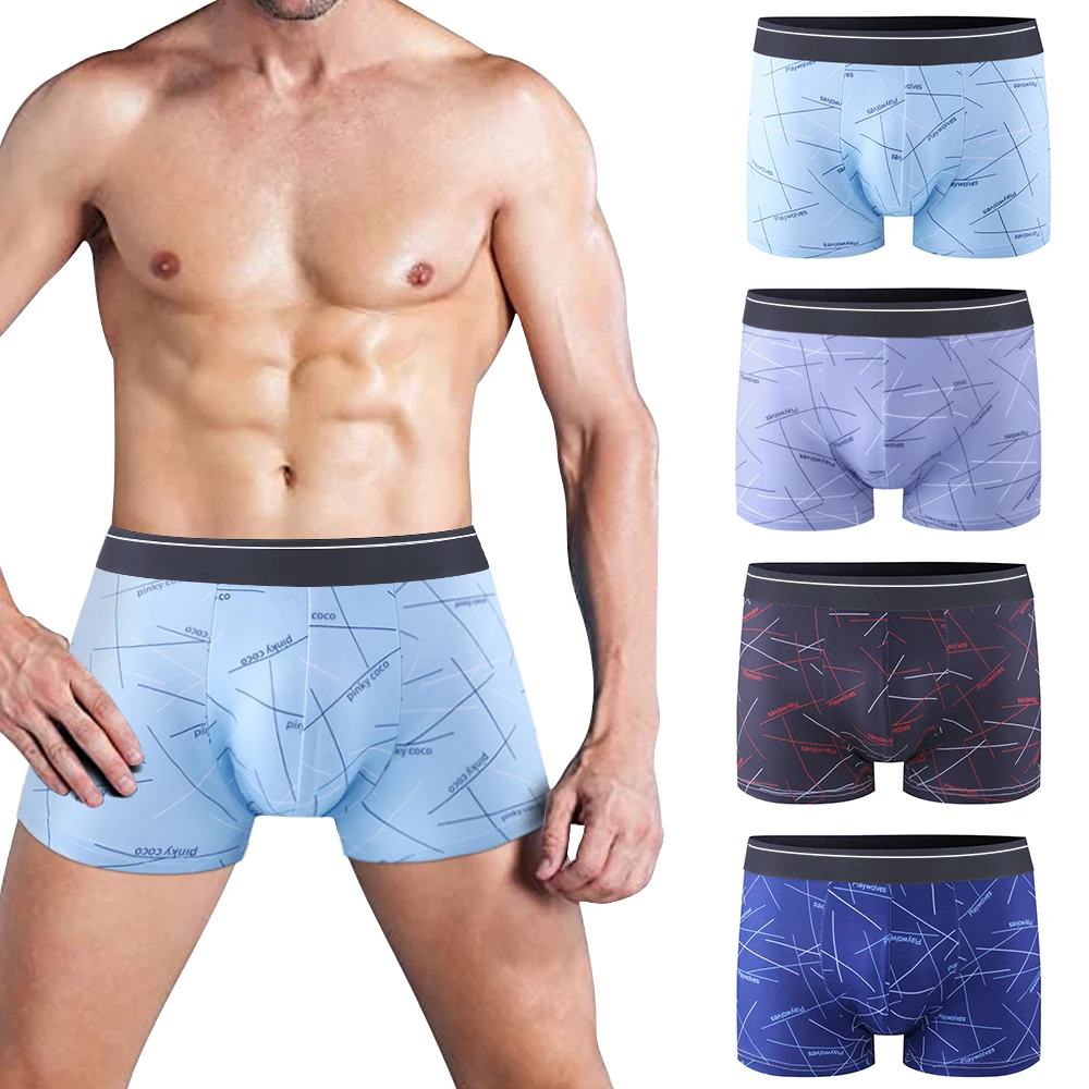 4pcs/Lot Boxer Shorts Underpants man Men\'s Panties Underwear Men Boxer Boxershorts Homme Breathable Shorts U Convex Pouch