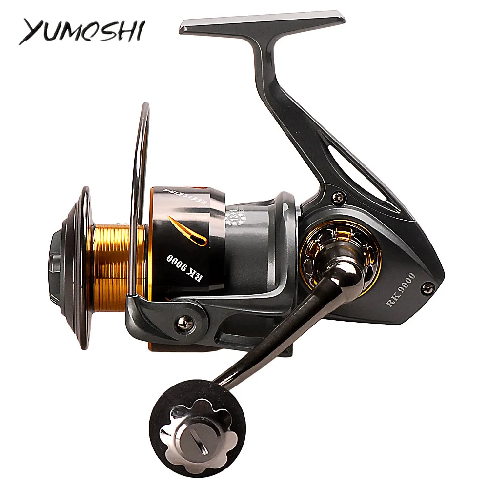 YUMOSHI Full Metal Spinning Fishing Reel 5000 6000 7000 8000 9000 3+1BB 5.1:1/5.3:1 Saltwater Lure Reel Carp Fishing Wheel