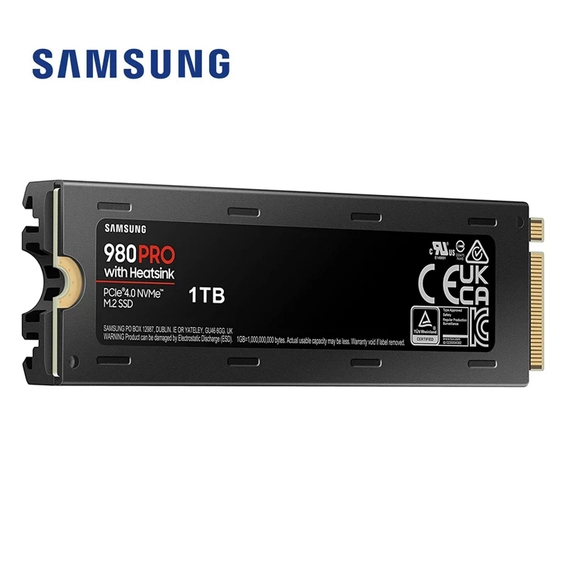 Samsung 980 PRO M2 SSD dengan Heatsink 1TB 2TB PCIe Gen 4 NVMe M.2 Internal Solid State Hard Drive Heat Control PS5 Kompatibel
