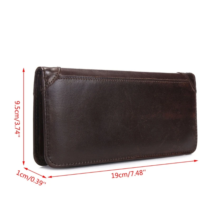 Men\'s Genuine Leather Long Wallet Bifold Money Card Holder Clutch Purse Slim Hot N7MF