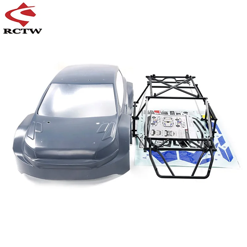 RC Car Body Shell Cover with Anti-roll Cage and Stickers for 1/5 ROVAN ROFUN RF5 WRC 4WD Rally MCD Truck Spare Toy Upgrade Parts