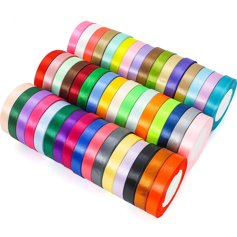 Stock 15mm 0.59inch wide 25 yards/lot 17 colors satin ribbons for wedding party ropes for gift packing satin tapes for cake